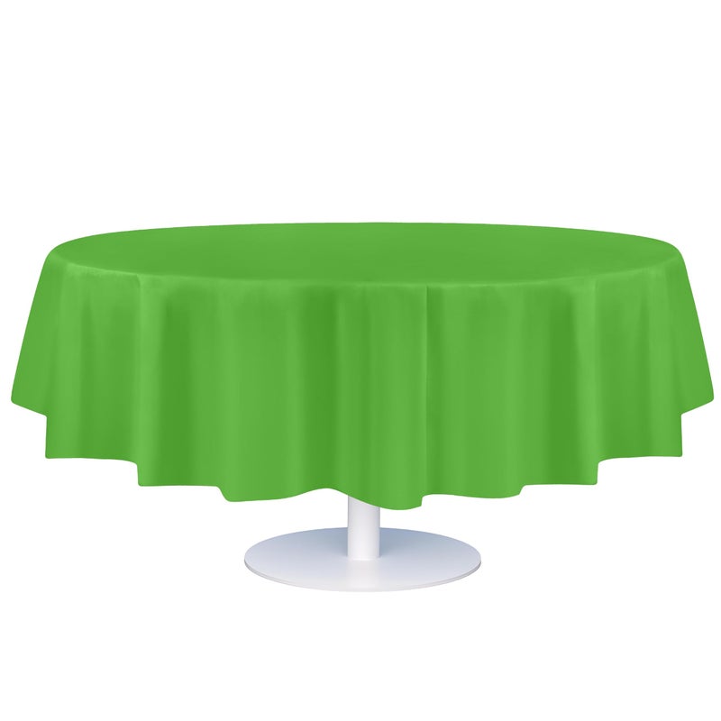 Grandipity 12 Pack Premium Disposable Plastic Tablecloth 84" Inch Decorative Round Table Cover - Lime Green - Image 1